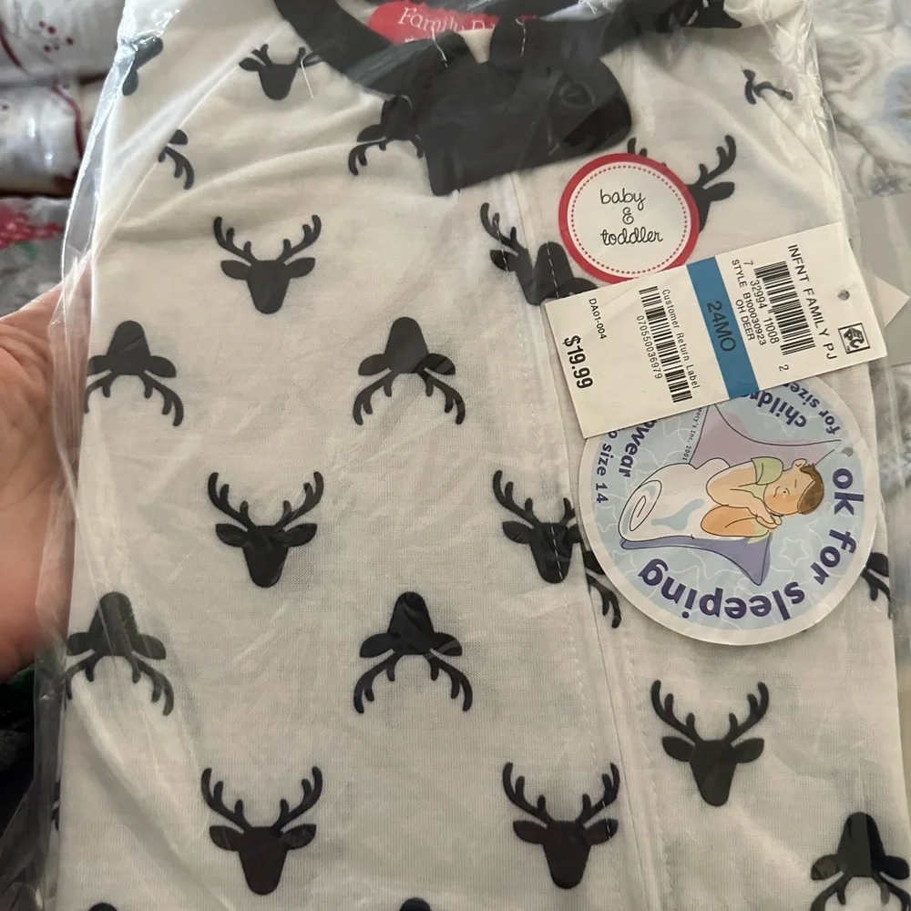 Family PJs Pajamas Baby Infant Toddler Zip Front Footies Matching Deer Print NWT